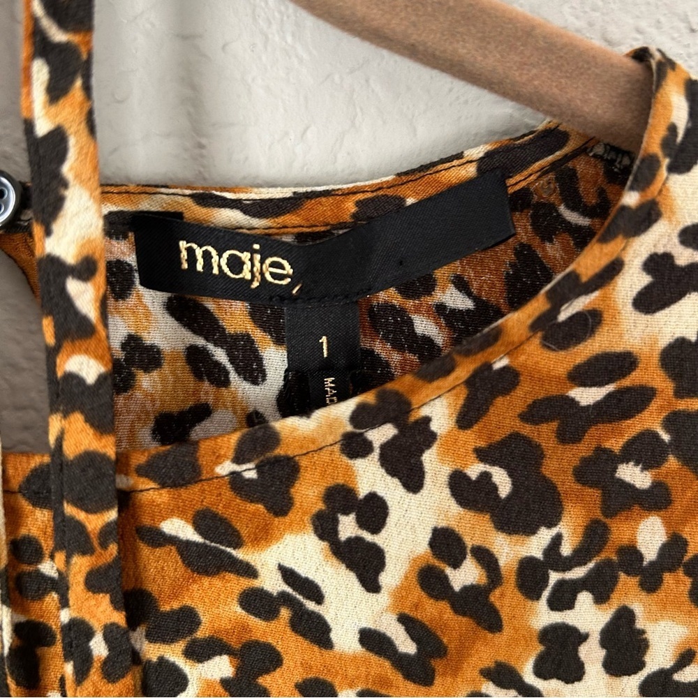 NWT Maje Leopard Print Crepe Top - Picture 3 of 5